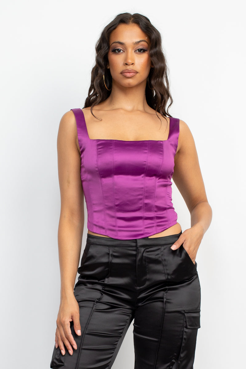 Satin Longline Corset Top