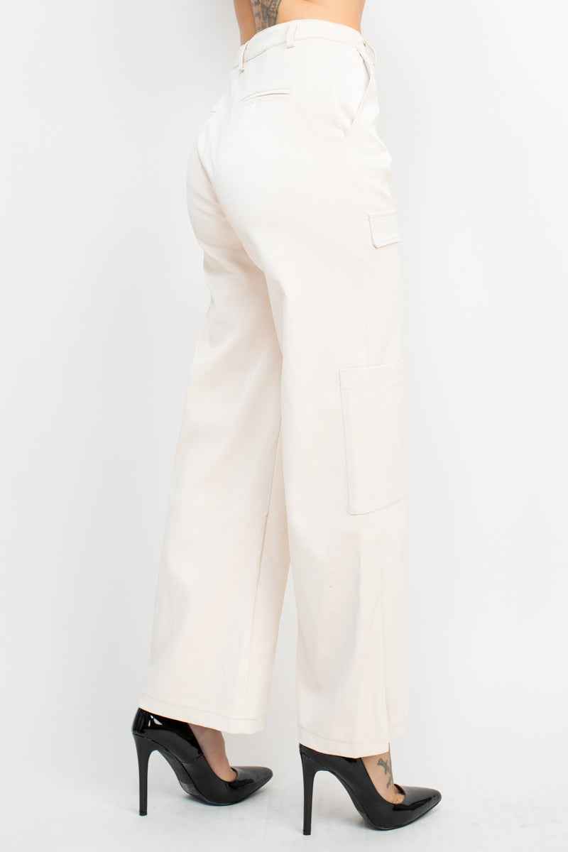 Faux Leather Croc Wide Leg Pants