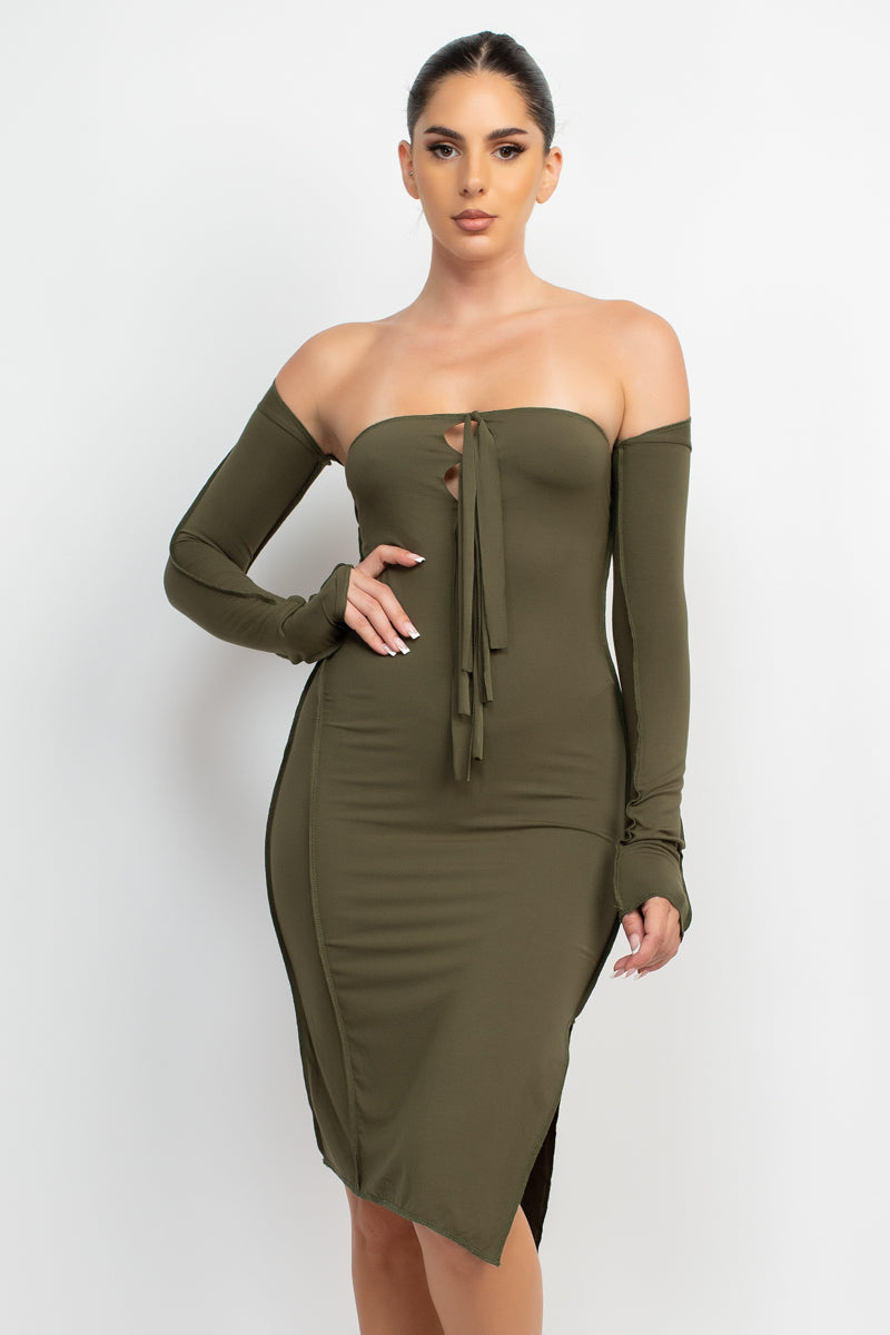 Keyhole Tie Up Midi Dress with Bolero - TheOures