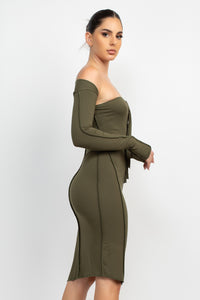 Keyhole Tie Up Midi Dress with Bolero - TheOures