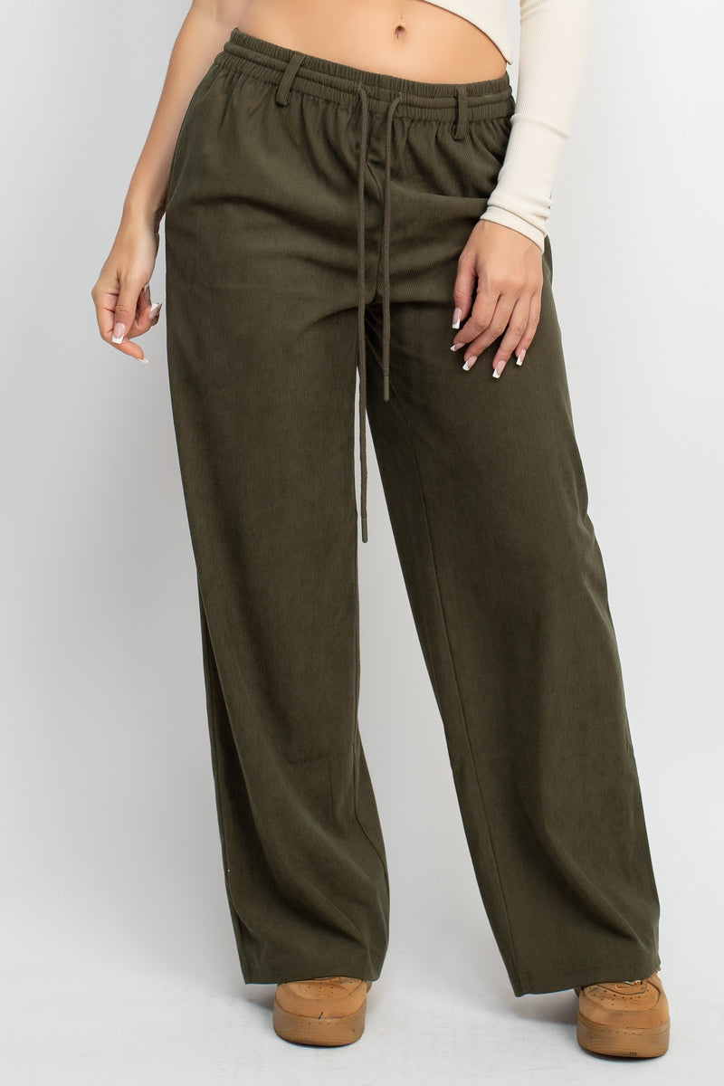 Cord Drawstring Wide Pants