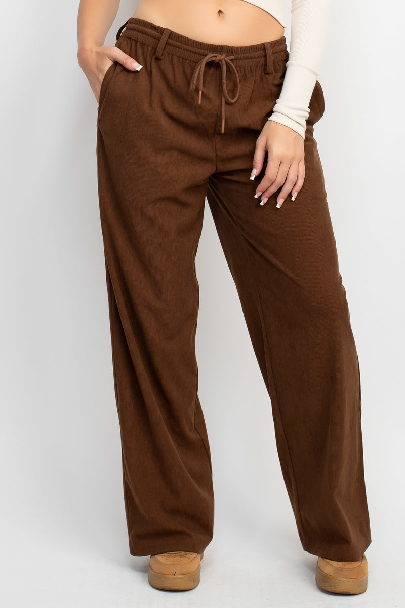 Cord Drawstring Wide Pants