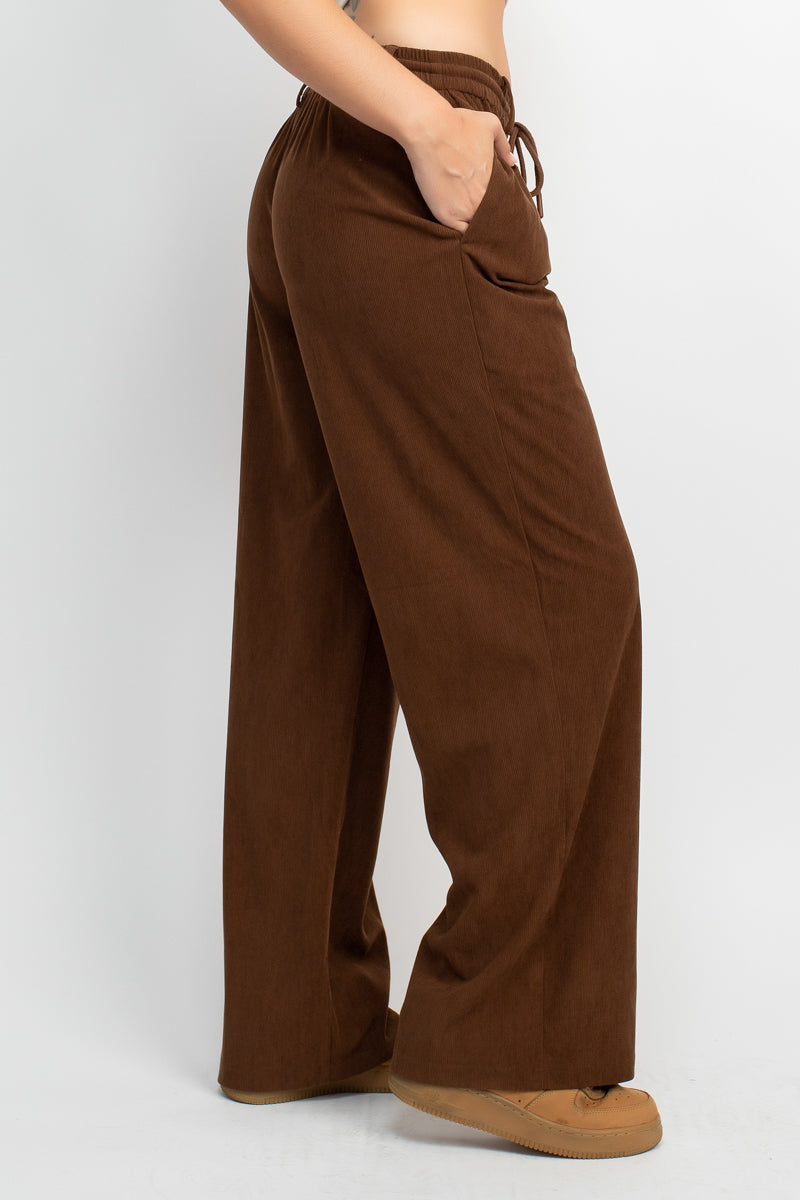 Cord Drawstring Wide Pants