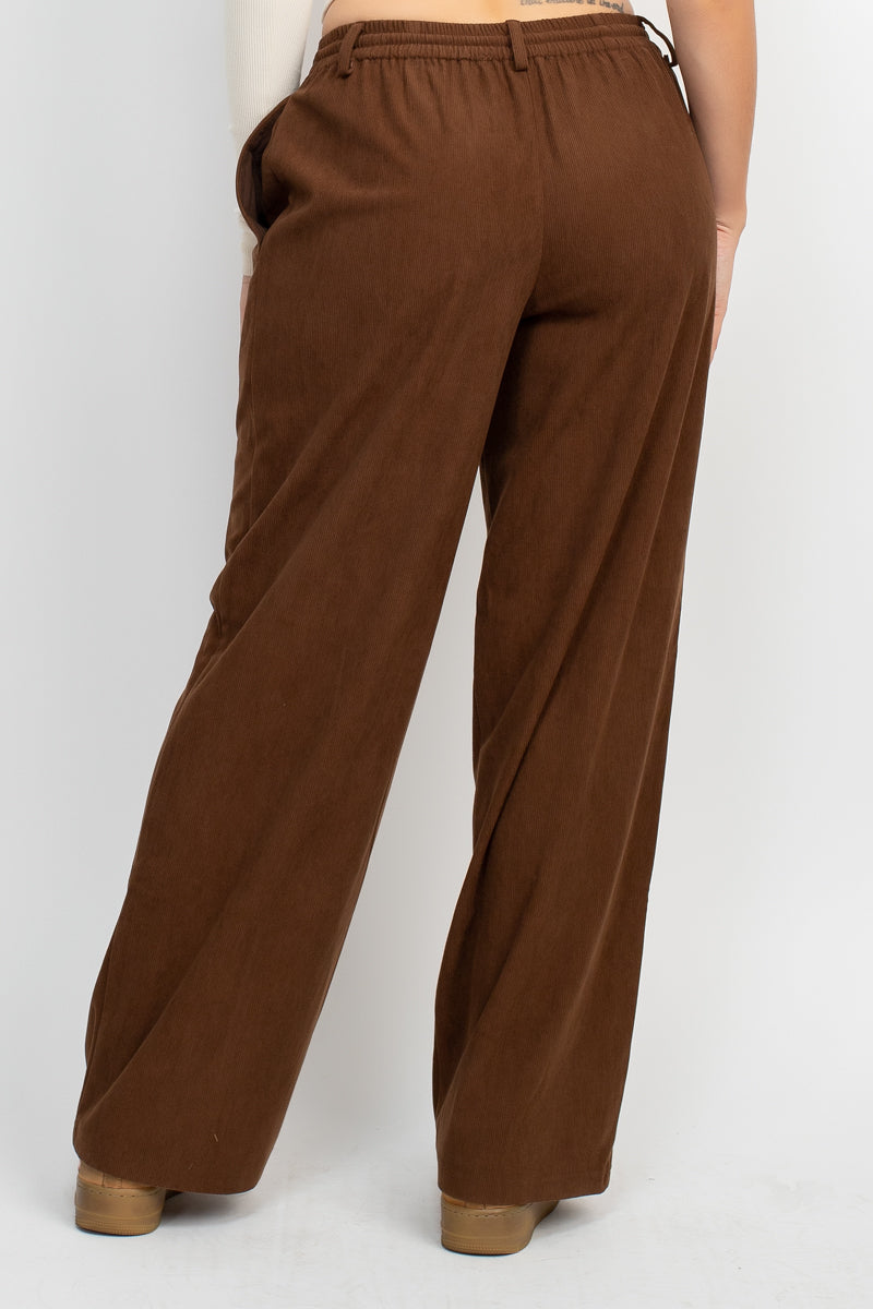 Cord Drawstring Wide Pants