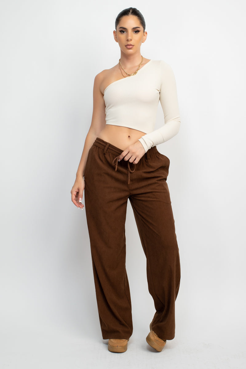 Cord Drawstring Wide Pants