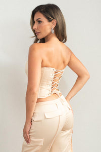 Satin Back Lace Up Corset - TheOures