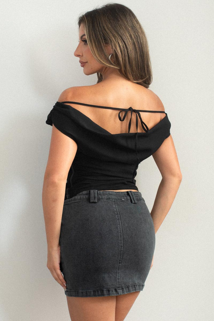 Draped Off Shoulder Top - TheOures