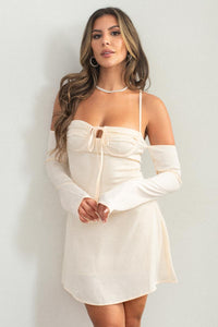 Off Shoulder Back Lace Up Mini Dress - TheOures