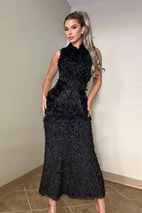 Textured Detail Maxi Sleeveless Dress - TheOures